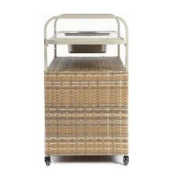 Chariot Bar Extérieur Osier Acier Seau Glace Roues Verrou Beige Blackcolors