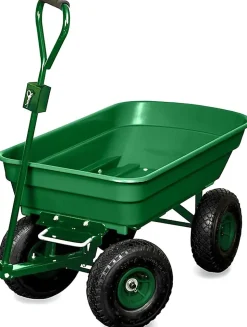 Chariot de Jardin 4 Roues Fonction Brouette Jardin - Chariot Remorque avec Attelage Tracteur Tondeuse