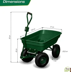 Chariot de Jardin 4 Roues Fonction Brouette Jardin - Chariot Remorque avec Attelage Tracteur Tondeuse