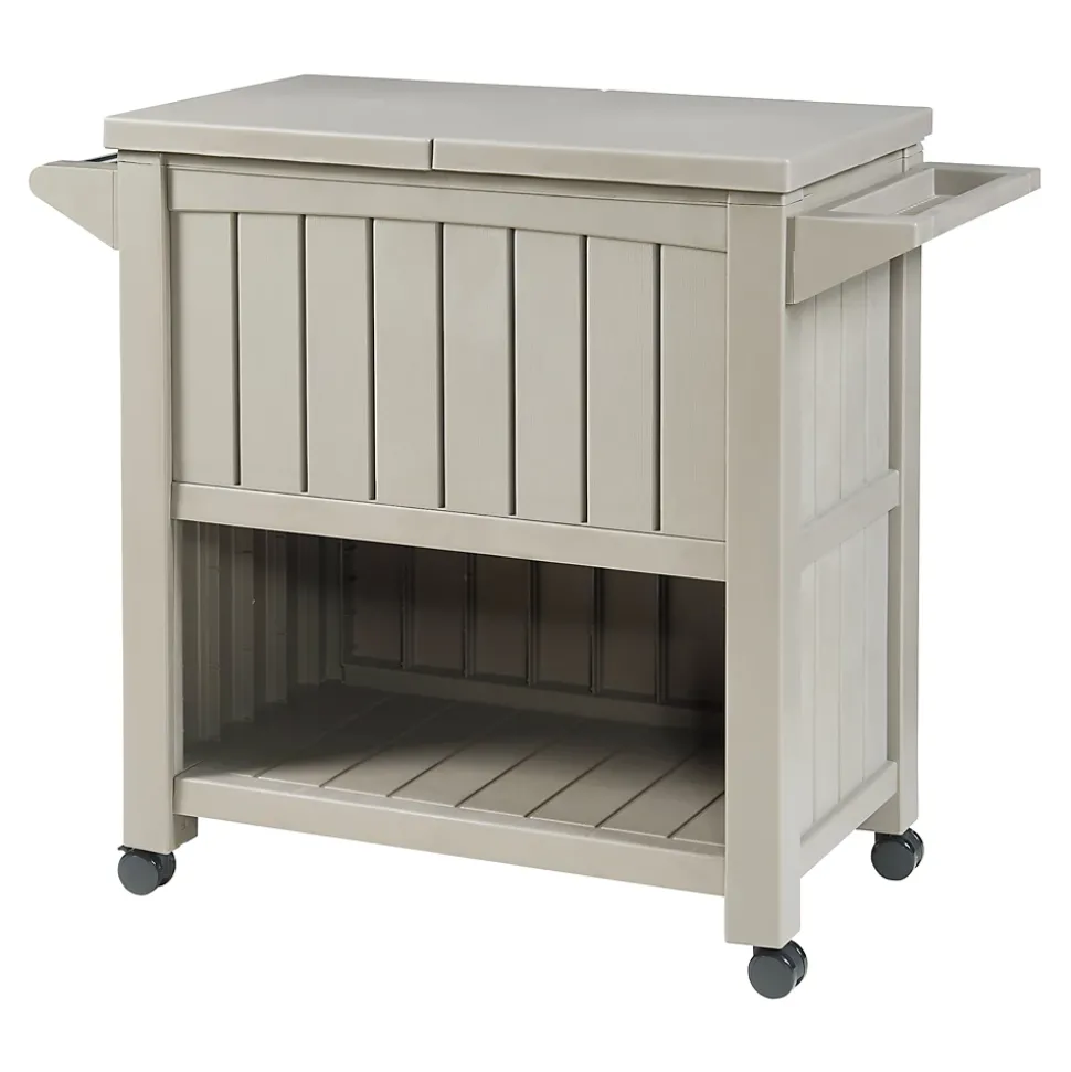 Chariot de service avec glacière Arsita 102 x 47 x 87 cm beige aspect bois casa.pro
