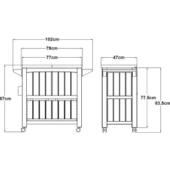 Chariot de service avec glacière Arsita 102 x 47 x 87 cm beige aspect bois casa.pro