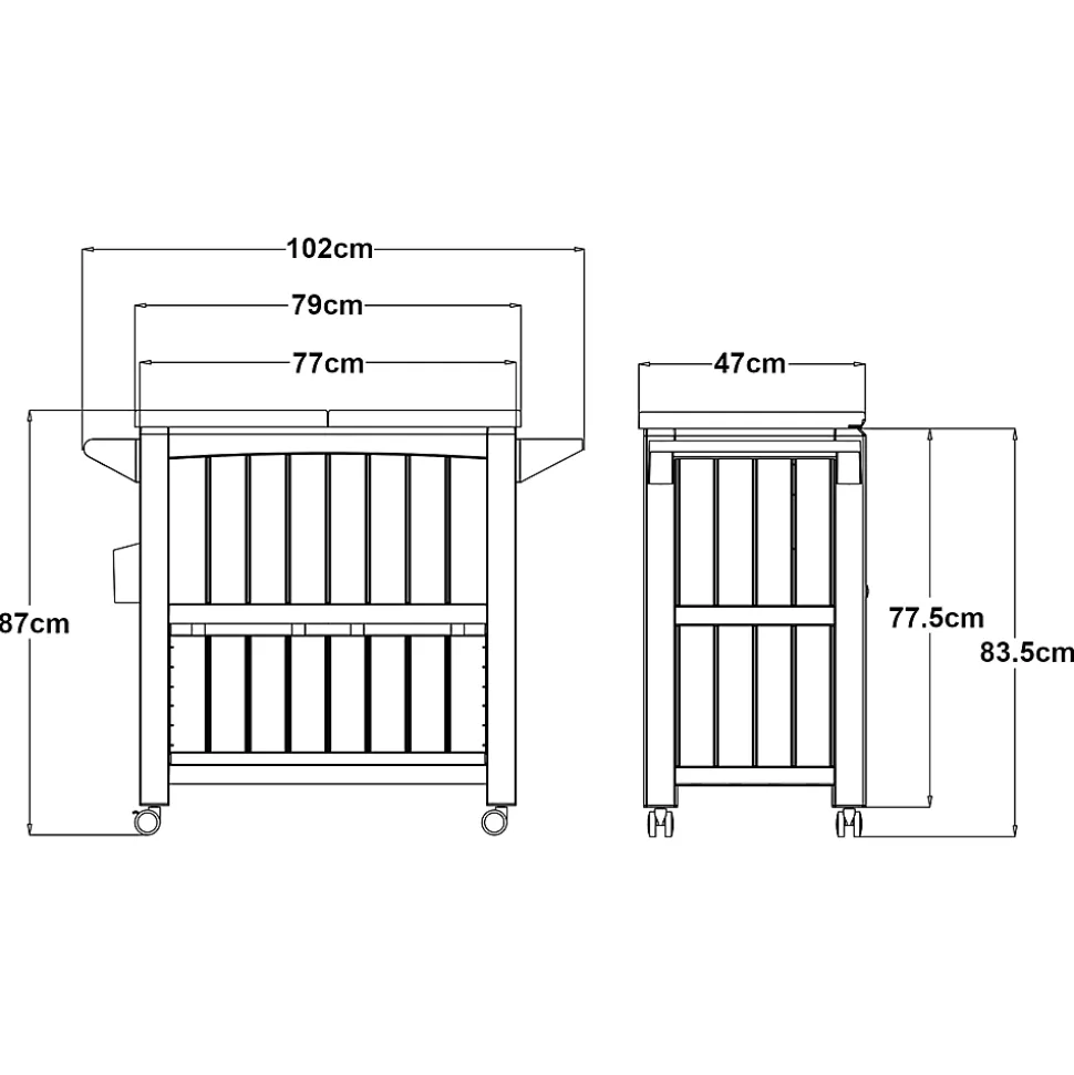 Chariot de service avec glacière Arsita 102 x 47 x 87 cm beige aspect bois casa.pro