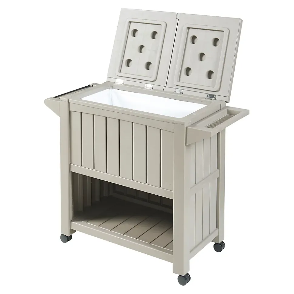 Chariot de service avec glacière Arsita 102 x 47 x 87 cm beige aspect bois casa.pro