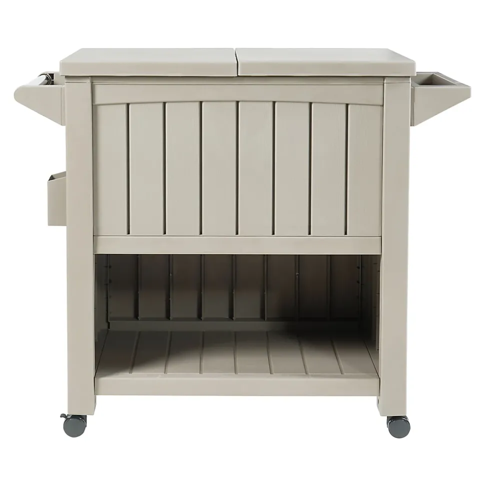 Chariot de service avec glacière Arsita 102 x 47 x 87 cm beige aspect bois casa.pro