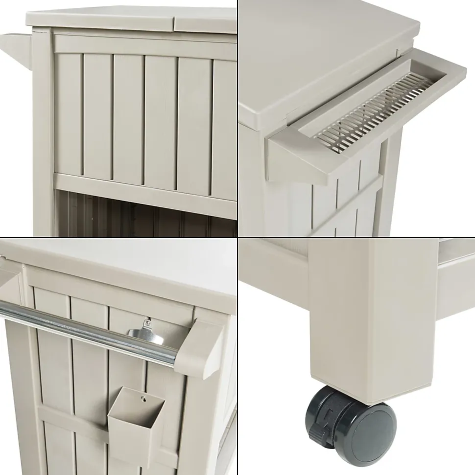Chariot de service avec glacière Arsita 102 x 47 x 87 cm beige aspect bois casa.pro