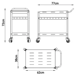 Chariot de service d'extérieur Bard acier 72 x 77 x 38 cm champagne casa.pro