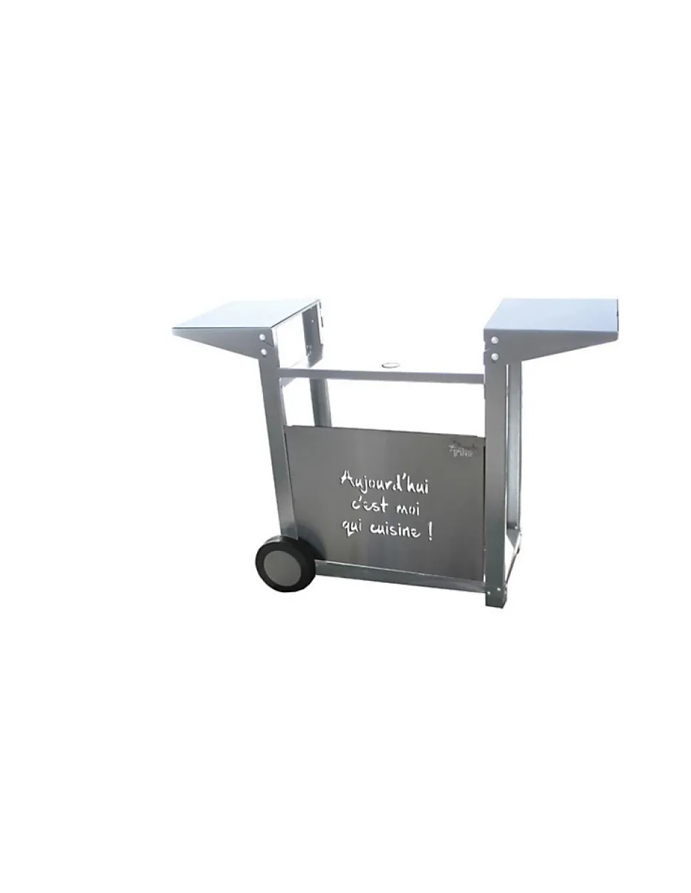 Chariot Inox 2 Feux Avec Inscription 'aujourd'hui C'est Moi Qui Cuisine'