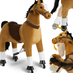Cheval à bascule en peluche sur roulettes et pédales antidérapantes
