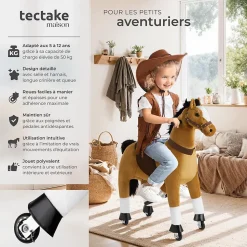 Cheval à bascule en peluche sur roulettes et pédales antidérapantes
