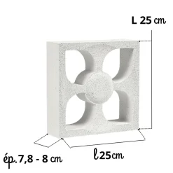 CLAUSTRAS BETON - modèle Fleur - Dimensions : L 25 x l 25 x Ep.7.8 cm - ( lot de 10 pièces)