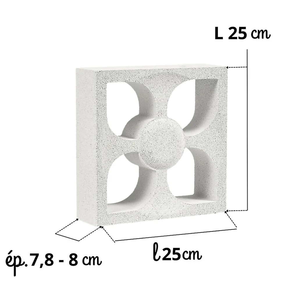 CLAUSTRAS BETON - modèle Fleur - Dimensions : L 25 x l 25 x Ep.7.8 cm - ( lot de 10 pièces)