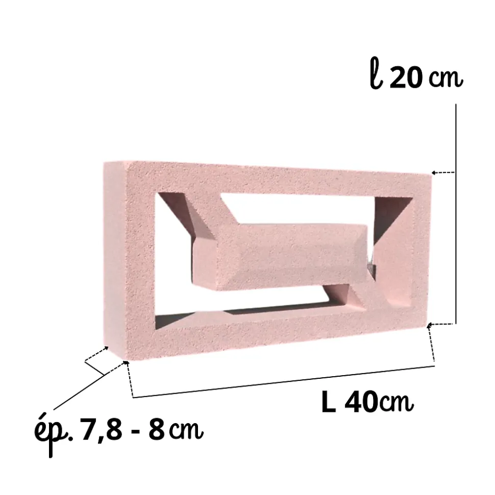 CLAUSTRAS BETON - Modèle INCA - Dimensions : L 40 x l 20 x Ep. 7.8cm - ( lot de 2 pièces )
