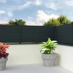 Clôture aluminium panneau plein (Gris Anthracite - Longueur 1.911 x Hauteur 1.115 m - 7 lames)