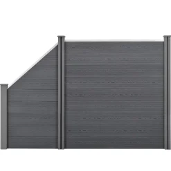 Clôture Brise Vue Bois Composite Quadratique et Oblique Gris 183 x 277 cm neu.holz