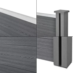 Clôture Brise Vue Bois Composite Quadratique et Oblique Gris 183 x 277 cm neu.holz
