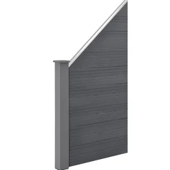 Clôture Brise Vue Bois Composite Quadratique et Oblique Gris 183 x 277 cm neu.holz