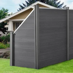 Clôture Brise Vue Bois Composite Quadratique et Oblique Gris 183 x 277 cm neu.holz