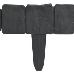Clôture de jardin pelouse plastique aspect de pierre 41 pcs 10m