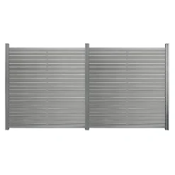 Clôture pare-vue WPC ALIRA gris foncé - 2 x élément + 3 x poteaux