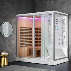 Combi Sauna Infrarouge Douche Hammam Boreal IR-H 220G - gauche