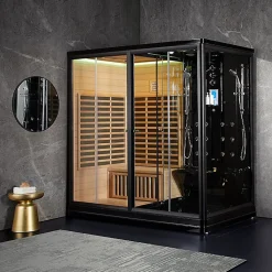 Combi Sauna Infrarouge Douche Hammam Boreal IR-H 220G BLACK - gauche