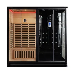 Combi Sauna Infrarouge Douche Hammam Boreal IR-H 220G BLACK - gauche