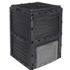 Composteur, bac, poubelle à compost de jardin - 300 L - Noir et Gris - Linxor