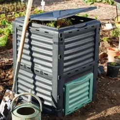 Composteur, bac, poubelle à compost de jardin - 300 L - Noir et Vert - Linxor