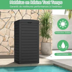 Composteur 118L,Poubelle d'Extérieur avec Couvercle et Bac d'égouttement Extractible,pour Terrasse/Cour Arrière/Terrasse,Marron