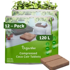 Comprimés De Substrat De Noix De Coco En Fibre De Coco - Lot De 12 Sacs X 10 L équivaut à T 120 L - Organifer