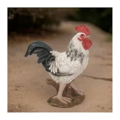 Coq blanc en résine 30 cm - Blanc