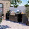 Cuisine d'extérieur 3 élements avec barbecue noir Oviala