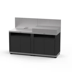 Cuisine d'extérieur 2 éléments avec crédence inox noir Le Marquier