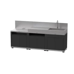 Cuisine d'extérieur 3 éléments avec crédence inox noir Le Marquier
