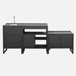 Cuisine extérieure 3 modules acier inoxydable noir - Kea