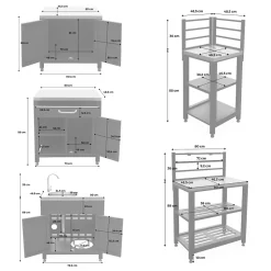 Cuisine extérieure 5 modules en acier inoxydable avec barbecue gaz 4 brûleurs