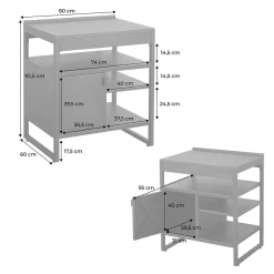Cuisine extérieure acier 1 porte 3 étagères L80cm noir - Kea