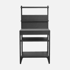Cuisine extérieure acier 2 étagères 2 plateaux et support mural L80cm noir - Kea