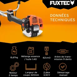 Débroussailleuse thermique professionnelle - FUXTEC FX-PS162 - 62cm3 3,5CV anti vibration