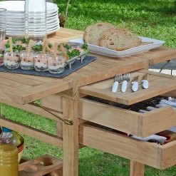 Desserte roulante en teck massif Party