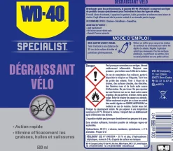 Dégraissant pour vélo WD40 500 ml action rapide