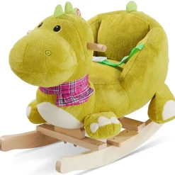 Dinosaure à bascule avec housse en peluche à partir de 12 mois vert