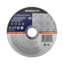 Disque de coupe métal 125x1x22,2 mm Universel fit, 5 pièces