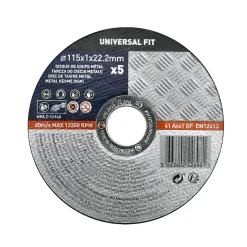 Disque de coupe métal 115x1x22,2 mm Universel fit, 5 pièces