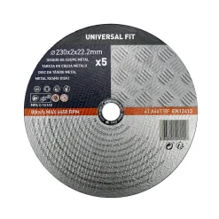 Disque de coupe métal 230x2x22,2 mm Universel fit, 5 pièces
