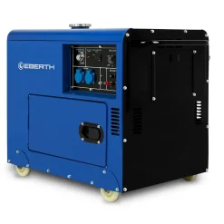 EBERTH 5000 Watt Groupe Electrogene Diesel, Moteur Diesel 10 CV, 4 Temps, Démarreur électrique, 2x 230V, 1x 12V