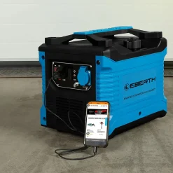 EBERTH Générateur d'Électricité Inverter Silencieux 1000 W, Groupe Électrogène, Moteur à Essence 2 CV, 1x 230V et 2x prise USB