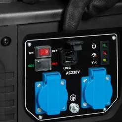 EBERTH Générateur d'Électricité Inverter Silencieux 2000 W, Groupe Électrogène, Moteur à Essence 3 CV, 4 temps, 2x 230V 2x USB