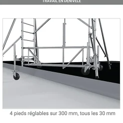 Echafaudage roulant alu - Hauteur de travail max 7.00m - EC516T