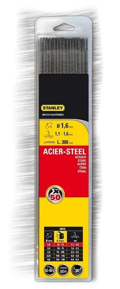 Electrode acier ø1.6 mm x l.300 mm Stanley, 50 pièces